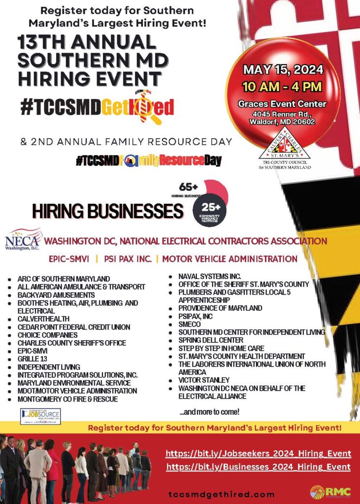 13th Annual Southern MD Hiring Event w--listed Businesses